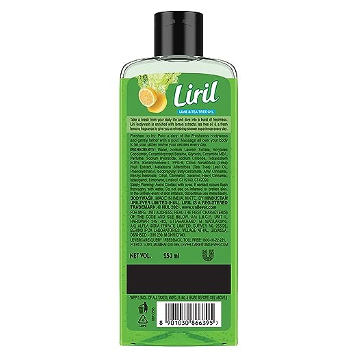Liril Lemon & Tea Tree Body Wash, 250ml, Refreshing Liquid Shower Gel for Bathing for Men & Women, Refresh and Rejuvenate with Liril Body Wash Liril Lemon & Tea Tree Body Wash, 250ml, Refreshing Liquid Shower Gel for Bathing for Men & Women, Refresh and Rejuvenate with Liril Body Wash
